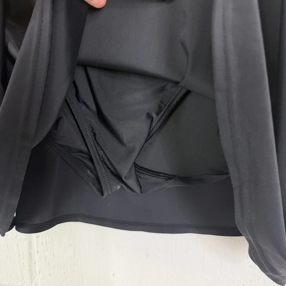 Croft & Barrow Womens Swim Skirt Plus Size 22W Black Side Slit Beach Travel Pool